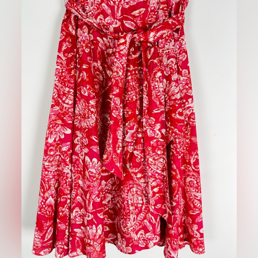 Coldwater Creek Pink Paisley Belted A-Line Midi Skirt Petite M Lined